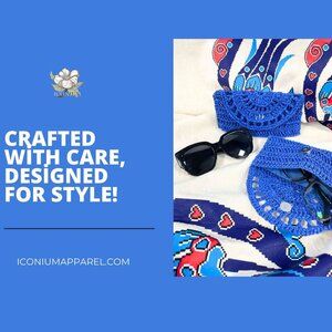 ICONIUM Glasses Case, Eyeglass Holder, Crocheted Eyewear Pouch, Knitted Glasses